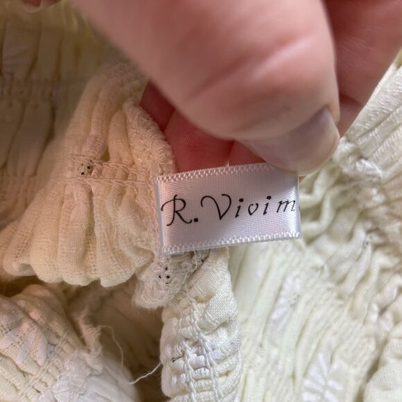 R.Vivimos Milkmaid Puff Sleeve Floral Ruffled Coquette Swing Mini Dress Size 0/2 - Picture 8 of 12